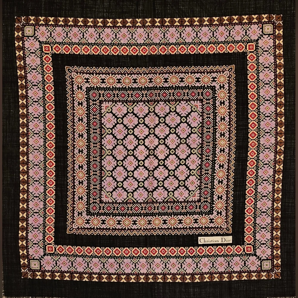 Christian Dior Black Multicolor Scarf